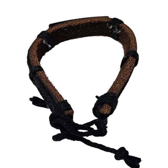 Handcrafted Leather Bracelet Faith Nameplate Inspirational Spiritual Jewelry - Picture 3 of 5